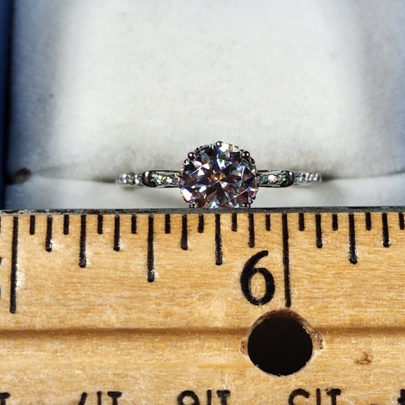 Moissanite fancy engagement/promise ring in Platinum over 925 SS sz 7 1.50 cts - Picture 5 of 7